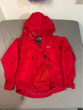 Red Ledge Rain Jacket Kids Size S Lightweight Hooded Windbreaker Packable Red